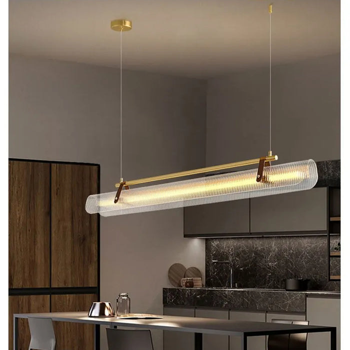 MIRODEMI® Romanshorn | Stylish Rectangle Metal and Leather Chandelier