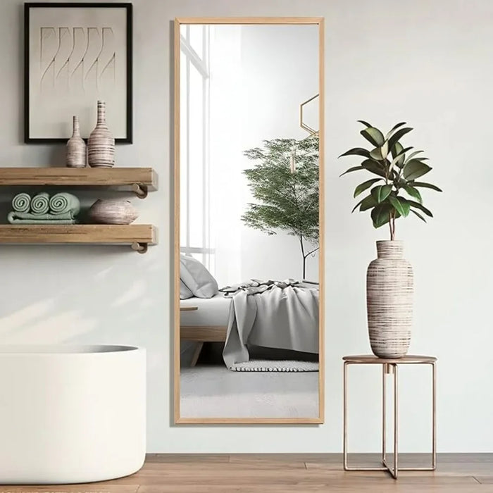 Wooden Full-Length Standing Floor/Wall 65'' Mirror