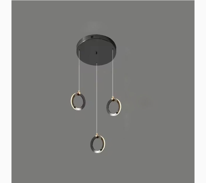 Agra | Elegant Gold Black Led Pendant Rings Chandelier