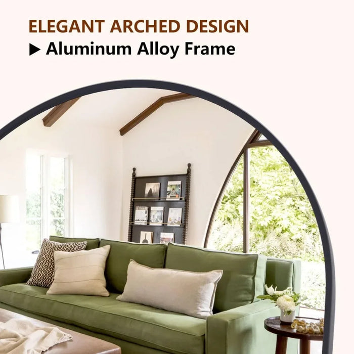 Wide Free-Standing Full-Length Arched Mirror