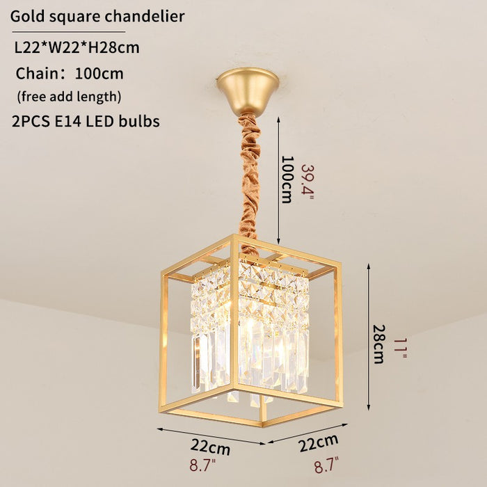MIRODEMI® Square Crystal Hanging LED Chandelier for Dining Room, Kitchen, Living Room image | luxury lighting | hanging lamps