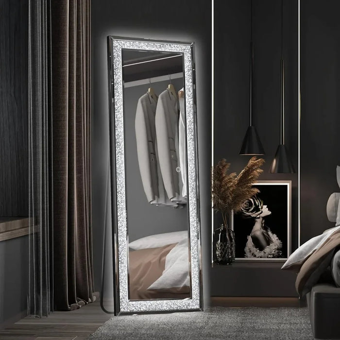 Crystal Diamond Smart Touch Full Length Mirror with Lighting