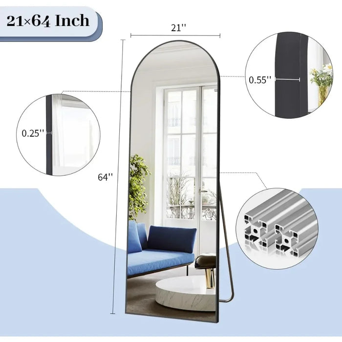 Classic Minimalistic Wall/Floor Mounted Arched Mirror