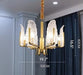 MIRODEMI® Luxury Brass Chandelier with Leaves of Frosted Glass for Living Room image | luxury lighting | luxury chandeliers