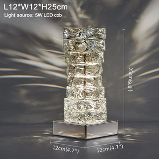 Chrome Stainless Steel Crystal Modern Table Lamp for Living Room, Bedroom, Bedside