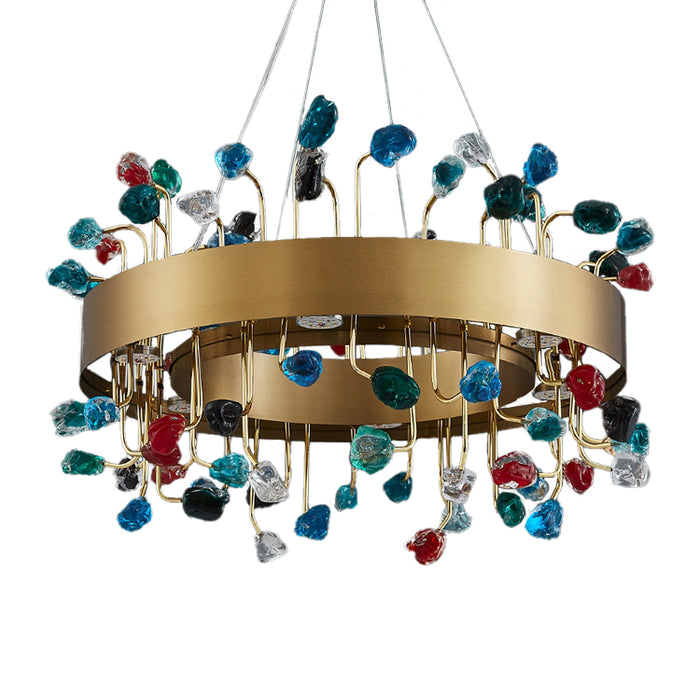 MIRODEMI® Gold Rectangle Colorful Crystal Chandelier for Living room, Kitchen