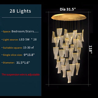 Coursegoules | Silk Design Gold Pendant Light for Staircase