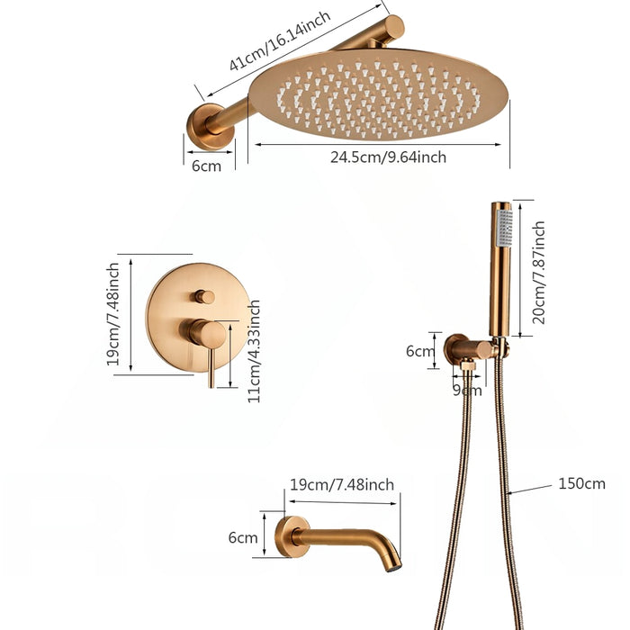 MIRODEMI® Rose Gold Shower Faucet Rainfall Shower Head Bathroom Shower System