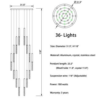 Manarola | Long LED Spiral Chandelier