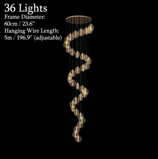 MIRODEMI® La Gaude | Elegant Gold Circles Magic Chandelier 36 heads / Warm light