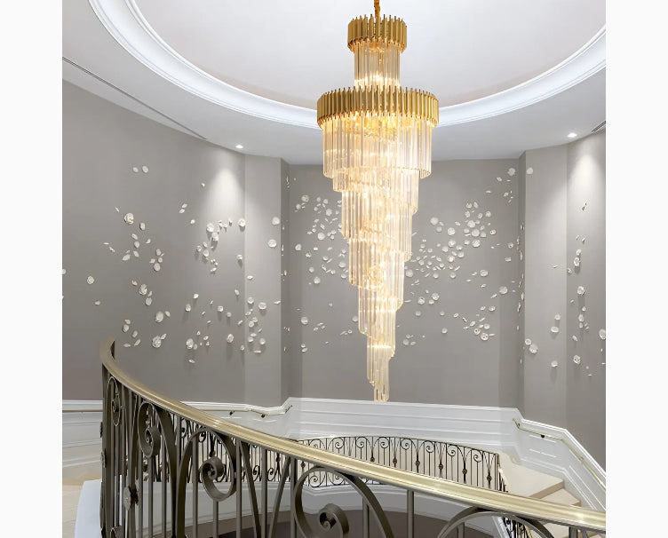 Art Deco | Black and Gold Crystal Chandelier for Hall and Staircase