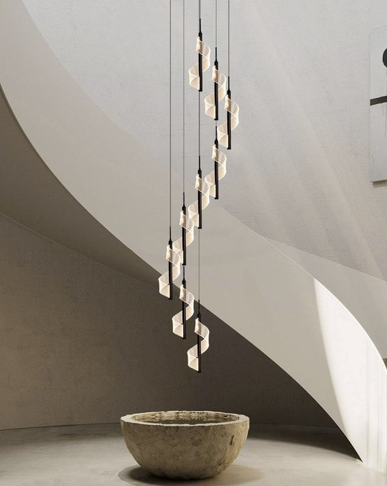 MIRODEMI® Modern Long Spiral LED Pendant Chandelier for Stairwell, Lobby, Living Room
