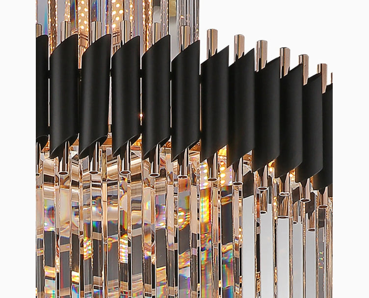 Art Deco | Black and Gold Crystal Chandelier for Hall and Staircase