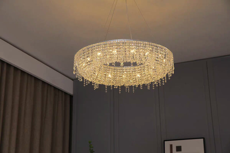 MIRODEMI® Contemporary LED Crystal Chandelier with Crystal Beads for Living Room