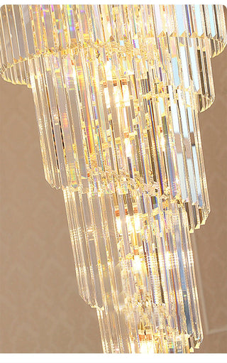 Crystal Cascade Chandelier 39.4" for Staircase, Hall, Living Room, Stairwell