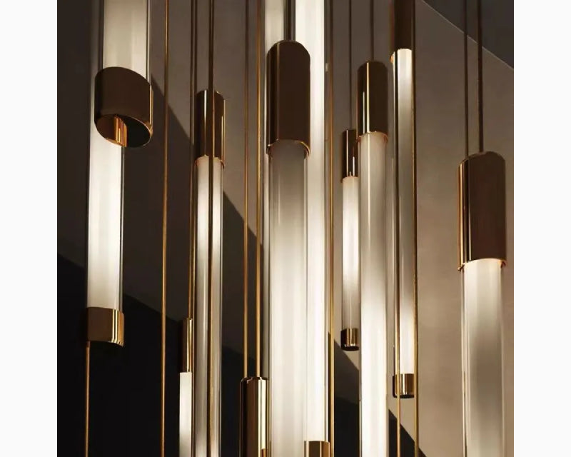 Gold and Black LED Chandelier for Staircase