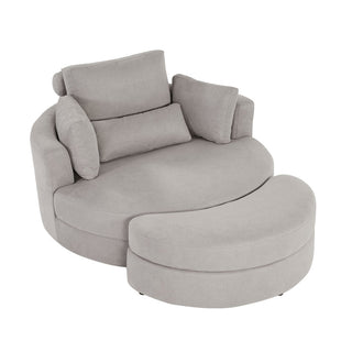 Modern Grey Sofa with a Storage and a Big Round Linen Fabric Chair for Lounge image | luxury furniture | luxury sofa