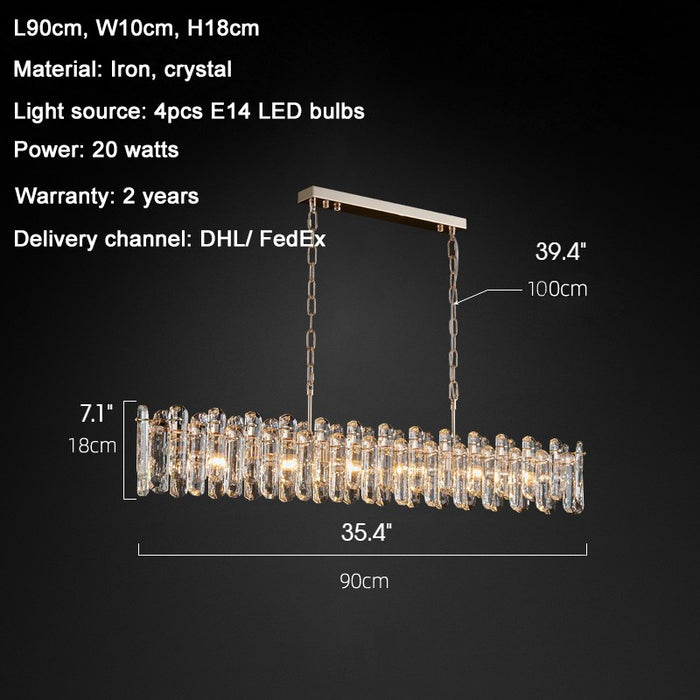 MIRODEMI® Creative Rectangle Сrystal Ceiling LED Chandelier for Living Room, Dining Room