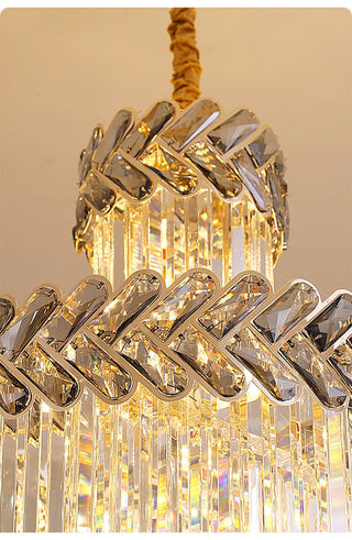 Crystal Cascade Chandelier 39.4" for Staircase, Hall, Living Room, Stairwell