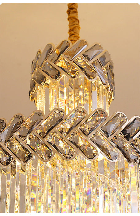 MIRODEMI® Crystal Cascade Chandelier 39.4" for Staircase, Hall, Living Room, Stairwell