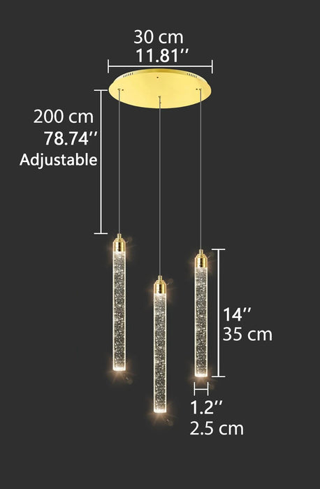 MIRODEMI® Villa Staircase Gold Crystal Pendant Light 3 lights / Warm light
