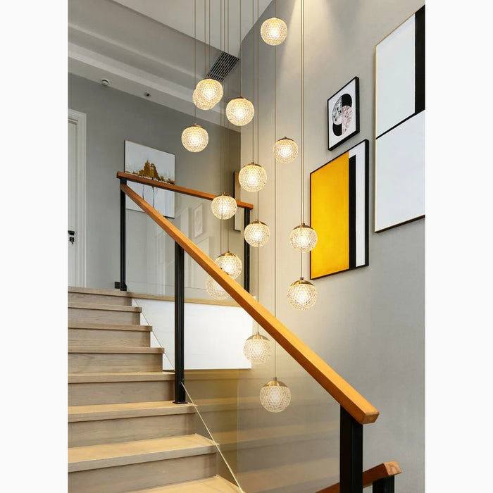MIRODEMI® Aielli | Large Luxury Gold Pendant Chandelier for Staircase