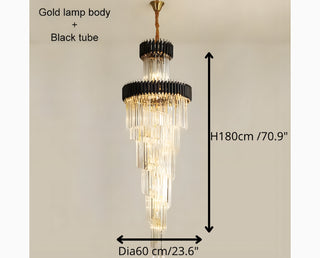 Art Deco | Black and Gold Crystal Chandelier for Hall and Staircase