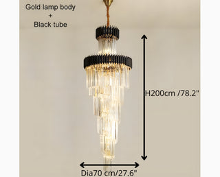 Art Deco | Black and Gold Crystal Chandelier for Hall and Staircase