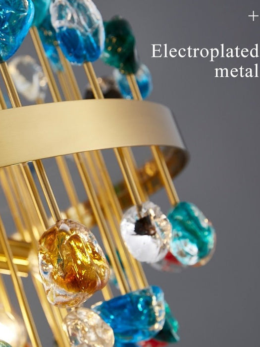 MIRODEMI® Albisola | Colorful Modern Chandelier With Different Form Crystals