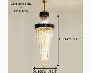 Art Deco | Black and Gold Crystal Chandelier for Hall and Staircase