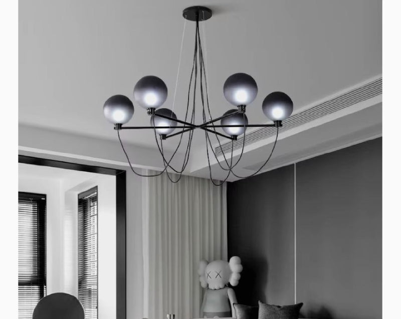 Bagnoregio | Misty Gray Retro LED Chandelier with Glass Ball made in Loft Design