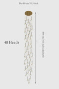 MIRODEMI® Peillon | Gold Crystal Raindrop Glass Ball Chandelier 48 heads / Warm light