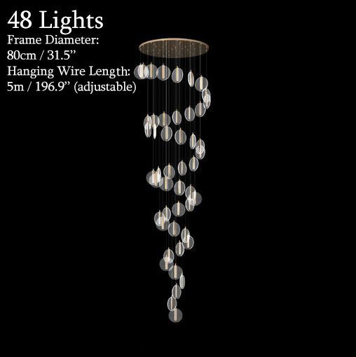 MIRODEMI® La Gaude | Elegant Gold Circles Magic Chandelier 48 heads / Warm light