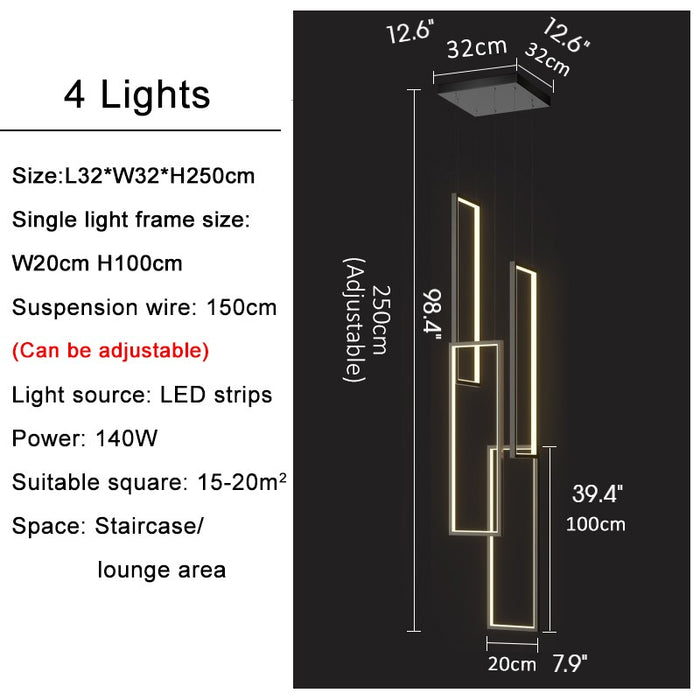 MIRODEMI® Lavagna | Ultramodern Rectangle Hanging LED Chandelier