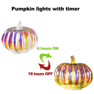 MIRODEMI® LED Glass Pumpkin Lantern with Timer Function – Perfect for Autumn, Halloween, and Thanksgiving