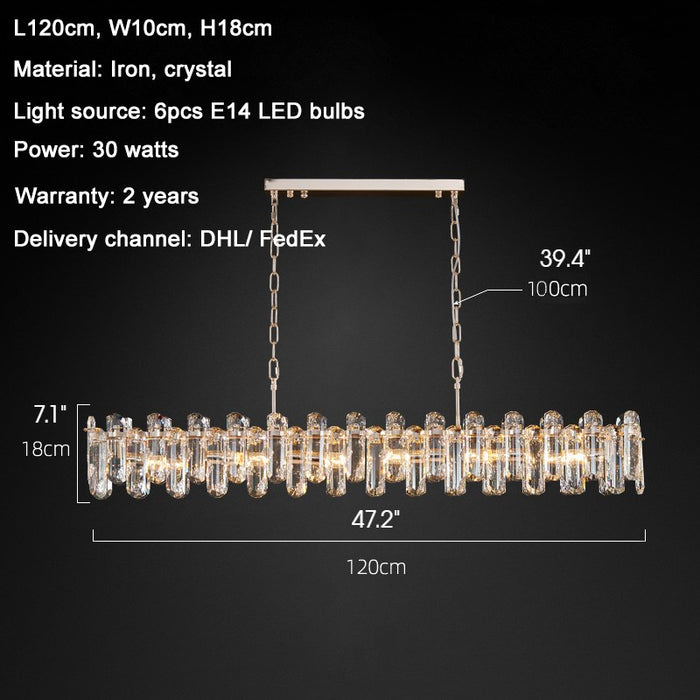 MIRODEMI® Creative Rectangle Сrystal Ceiling LED Chandelier for Living Room, Dining Room