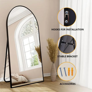 MIRODEMI® Stylish Arched Full-Length Mirror – Wide Freestanding Frame