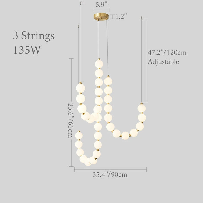 MIRODEMI® Pearl Necklace Gentle Luxurious LED Pendant Light Elegant Chandelier 3 strings