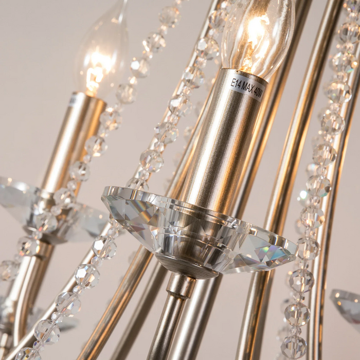 Vintage Candle-Shaped Crystal Staircase Chandelier