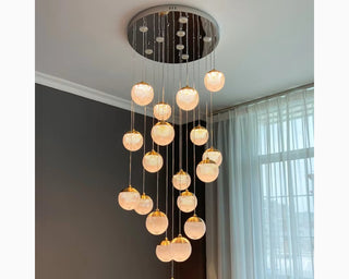 MIRODEMI® Aielli | Large Pendant Chandelier in Gold for Sophisticated Staircase Decor