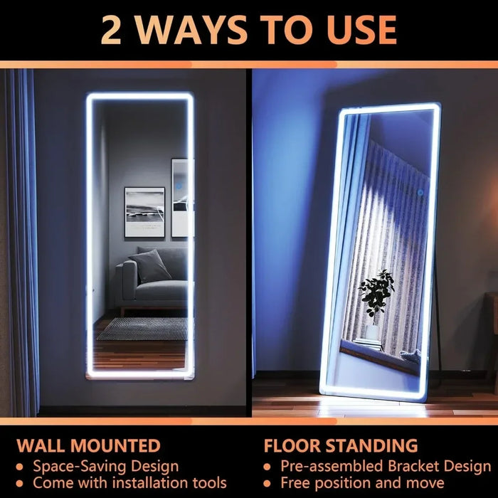 Full-Length Light-Up Free Standing Floor Mirror