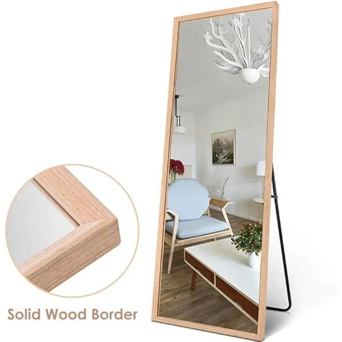 Wooden Full-Length Standing Floor/Wall 65'' Mirror