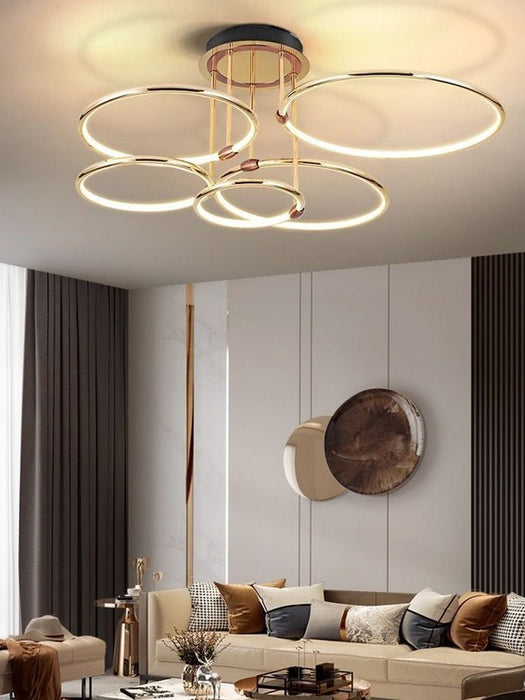MIRODEMI® Luxury Ring LED Chandelier made of Electroplated Metal for Living Room, Bedroom