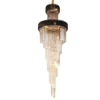 Art Deco | Black and Gold Crystal Chandelier for Hall and Staircase