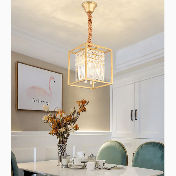 Inverno e Monteleone | Square Crystal Hanging LED Chandelier for Dining Room, Kitchen, Living Room