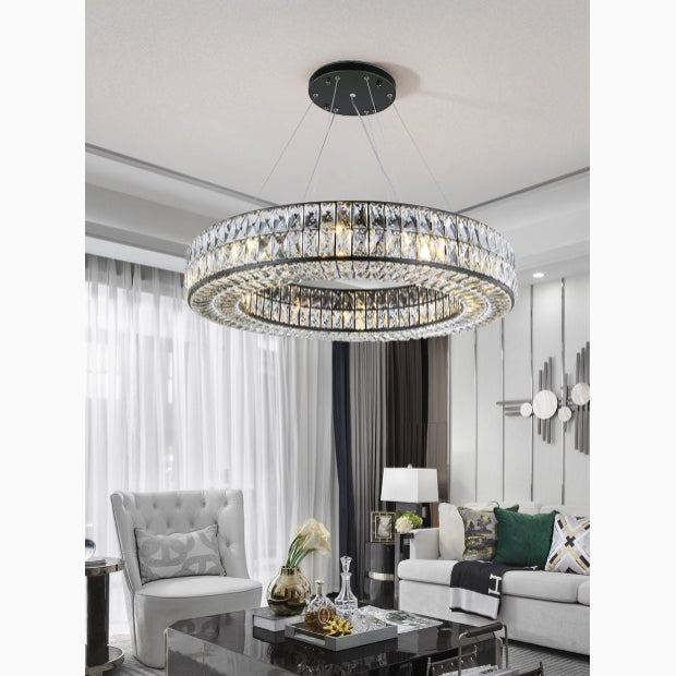 Inzago | Luxury Hanging Black Crystal Chandelier For Living Room, Dining Room, Bedroom