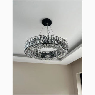 Inzago | Luxury Hanging Black Crystal Chandelier For Living Room, Dining Room