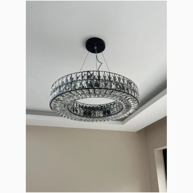 Inzago | Luxury Hanging Black Crystal Chandelier For Living Room, Dining Room, Bedroom