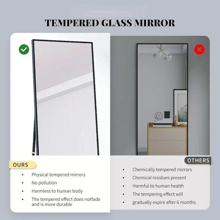 Wide Full-Length Free-Standing Minimalistic Rectangle Mirror