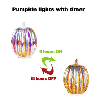 MIRODEMI® Seasonal Pumpkin Lantern in Glass with Timer LED Lights for Halloween and Thanksgiving